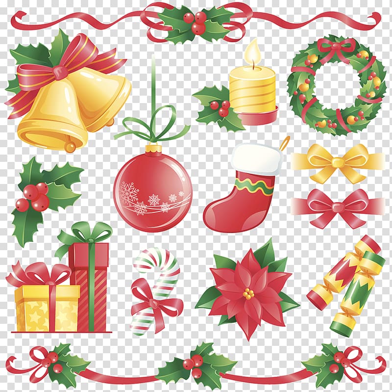 Christmas cracker Flat design Illustration, Christmas decorations transparent background PNG clipart