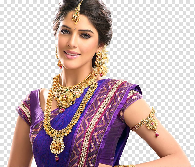 woman wearing purple traditional Indian dress, Jewellery Earring Necklace Gold, Jewellery Model transparent background PNG clipart