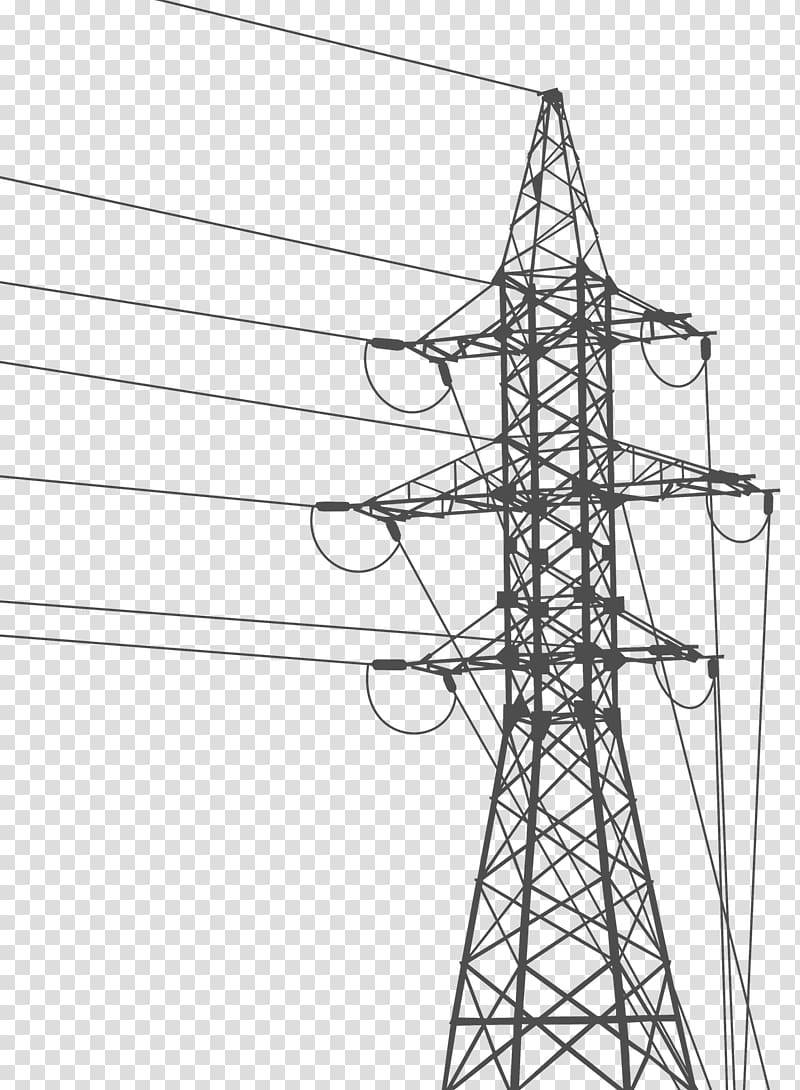 Overhead power line Electric power transmission Transmission tower High voltage, high voltage transparent background PNG clipart