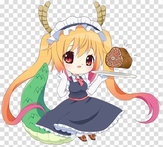 Anime Chibi Miss Kobayashi\'s Dragon Maid Drawing Manga, maid transparent background PNG clipart