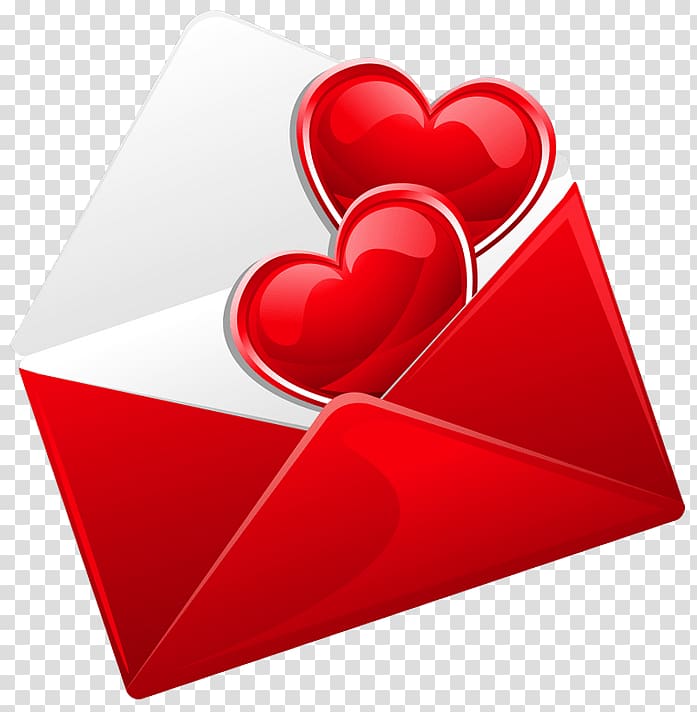 red envelope with hearts illustration, Love Letter With 2 Hearts transparent background PNG clipart