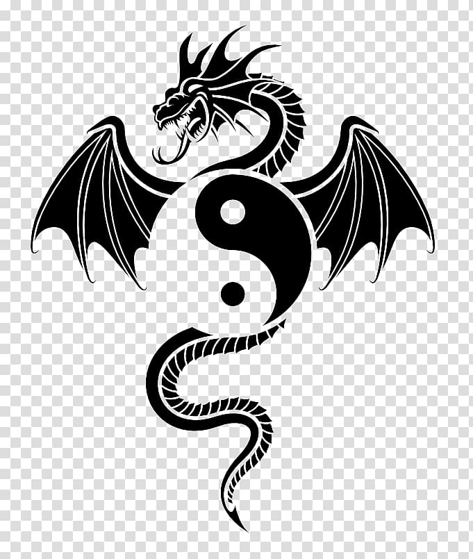 dragon illustration, Tattoo Wall decal Drawing Yin and yang, Yin-Yang Tattoos File transparent background PNG clipart