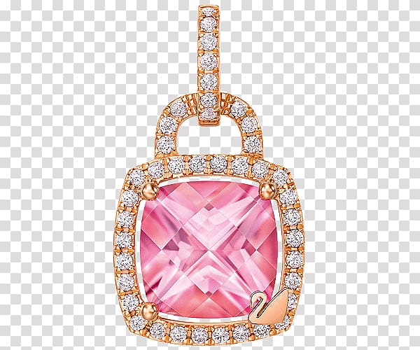 Pendant Swarovski AG Jewellery Pink Topaz, swarovski jewelry chain fall pink lock transparent background PNG clipart