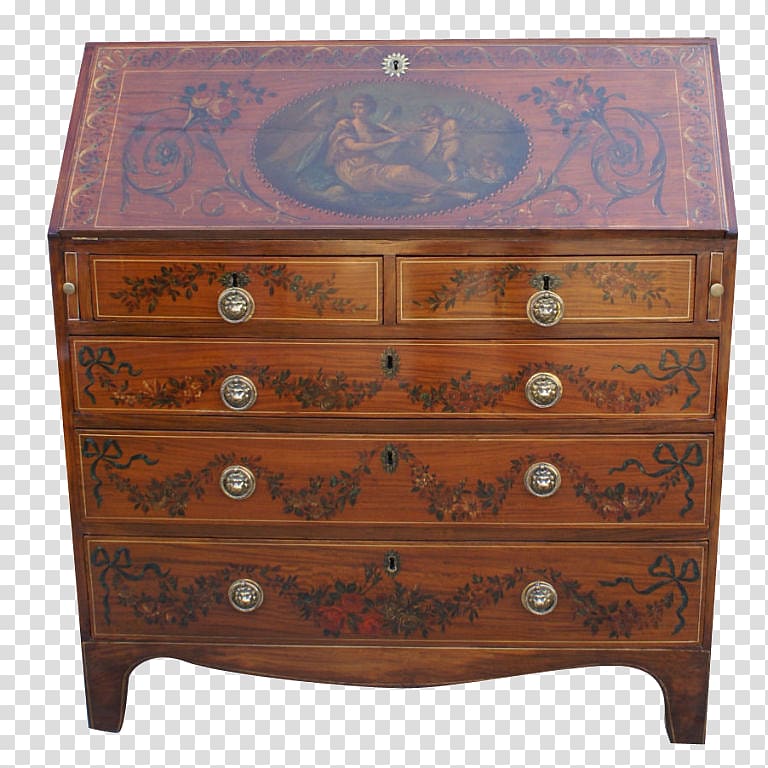 Desk Chest of drawers Bedside Tables Chiffonier, hand painted desk transparent background PNG clipart