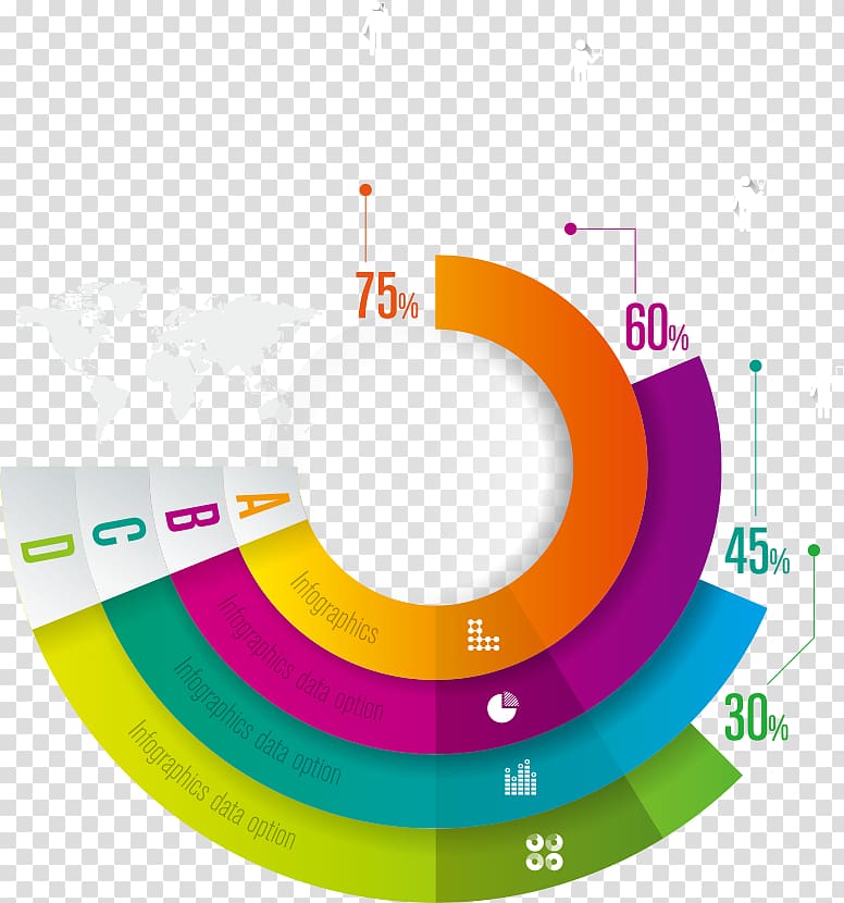 orange and multicolored infographics chart, Infographic Chart, Three-dimensional color circle graph transparent background PNG clipart