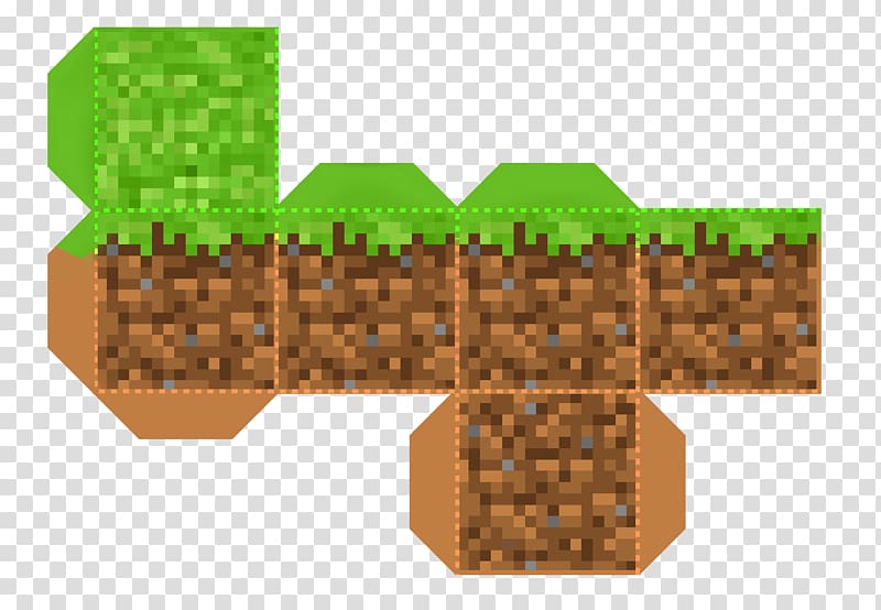 Origami Minecraft grass block texture and template