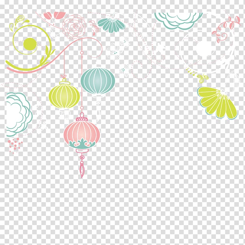 green and multicolored illustration, Paper lantern, Chinese style color lanterns transparent background PNG clipart