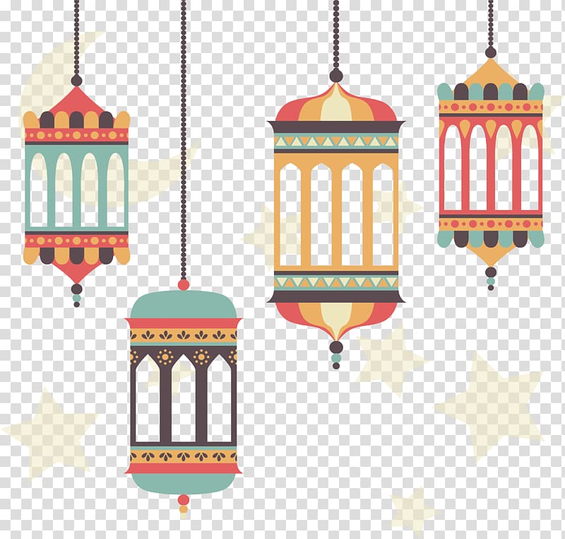 Islamic New Year Computer file, Mohammed Islamic New Year, four assorted-color birdcages illustration transparent background PNG clipart