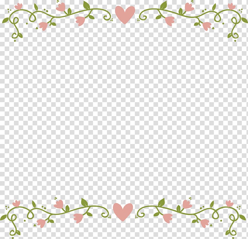 Pink flowers , Love pink flower border, pink heart illustration transparent background PNG clipart