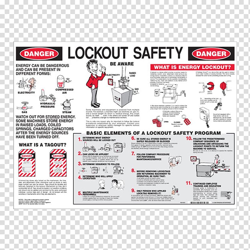 Lockout-tagout Home safety Brady Corporation Poster, safety poster transparent background PNG clipart