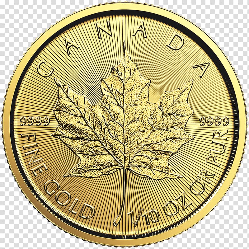 Canadian Gold Maple Leaf Gold coin Royal Canadian Mint Bullion coin, coin transparent background PNG clipart