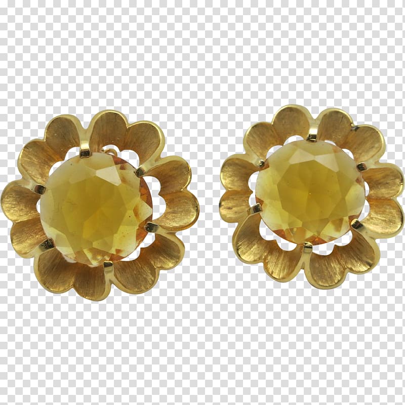 Earring Gold Patience Solitaire Flower Garden, beautify transparent background PNG clipart