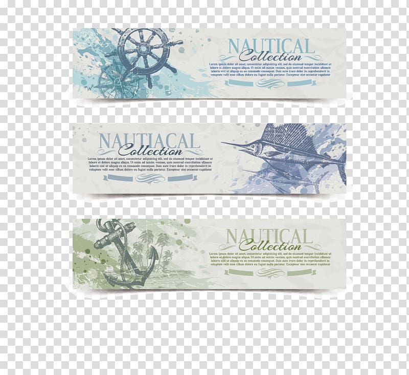 Web banner Illustration, Vintage nautical banner material transparent background PNG clipart