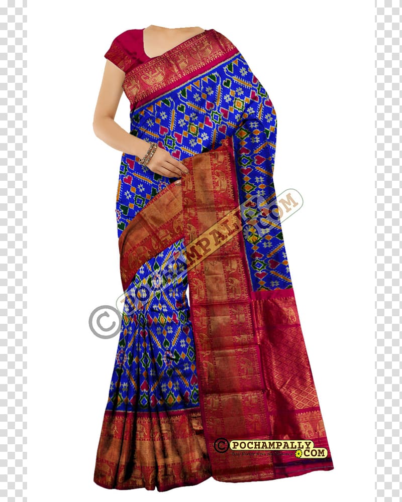 Sari Pochampally Saree Ikat Silk Handloom saree, saree border transparent background PNG clipart