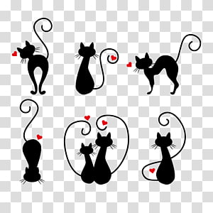 couples black and white cats clipart