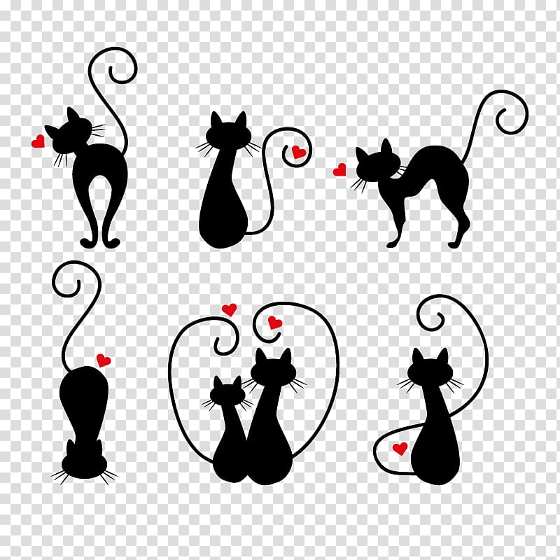 black cats illustration, Van cat Kitten Stencil Drawing, love cats transparent background PNG clipart