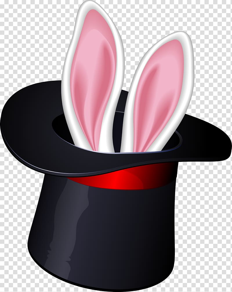 white rabbit on black hat , Magic Hat-trick Wand , magician transparent background PNG clipart