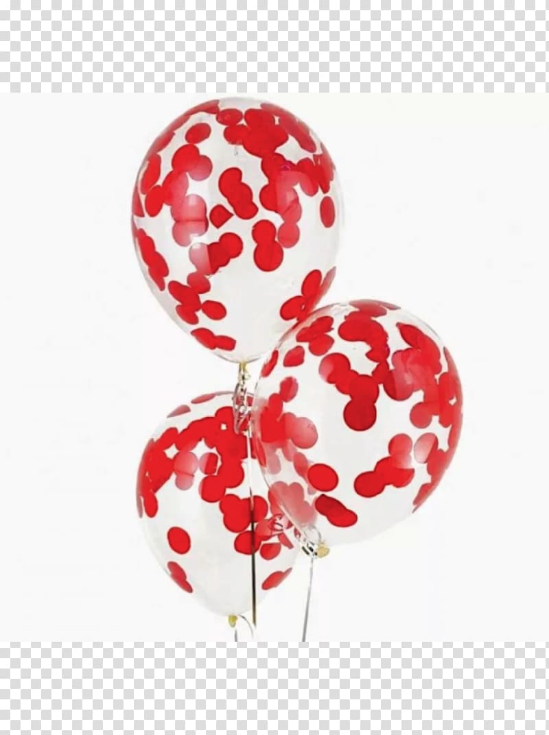 Toy balloon Red Confetti, romantic floats transparent background PNG clipart