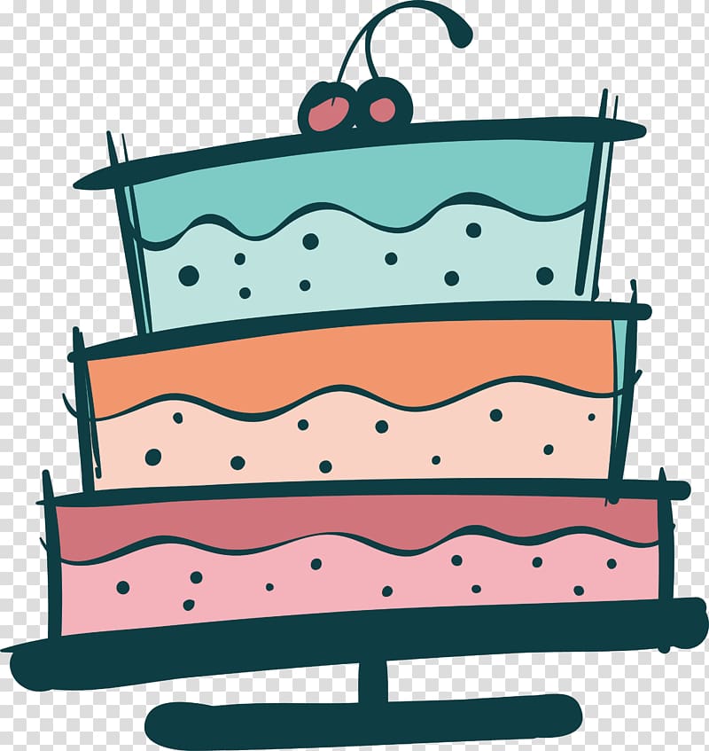 Hand painted three layer cake transparent background PNG clipart