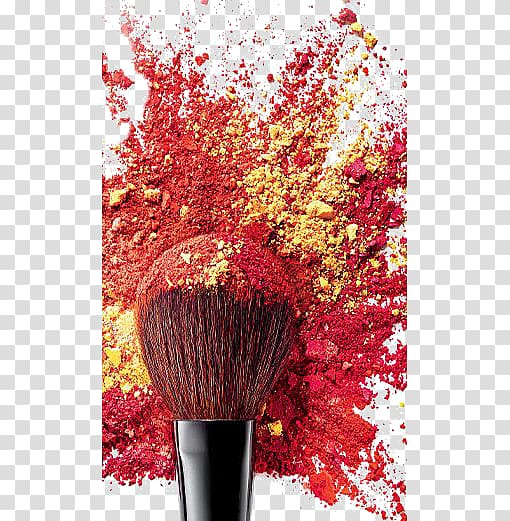 red and orange makeup powder and makeup brush, Make-up artist Avon Products Ink brush Cosmetics, Makeup Brushes transparent background PNG clipart