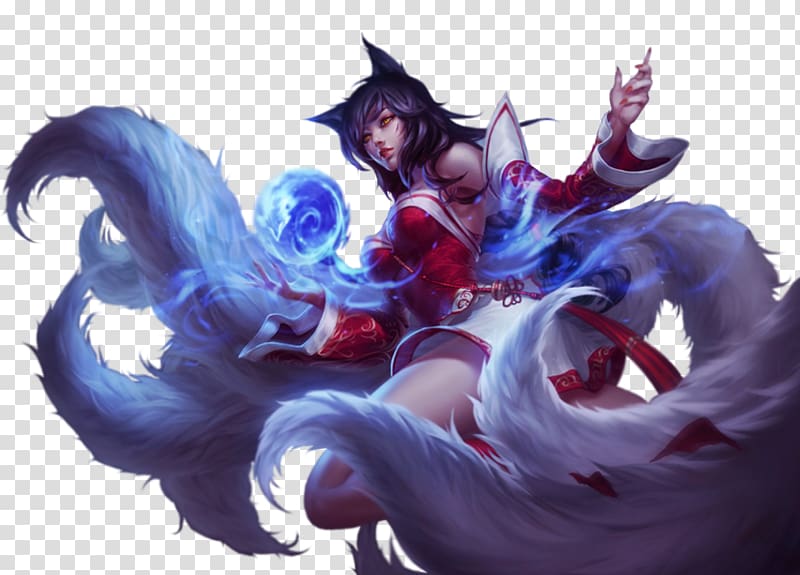 game fox character illustration, League of Legends Ahri Cosplay Wig Nine-tailed fox, League of Legends transparent background PNG clipart