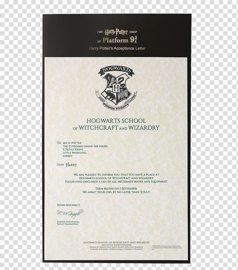 Harry Potter and the Philosopher\'s Stone Hogwarts Letter Ravenclaw House, Harry Potter transparent background PNG clipart