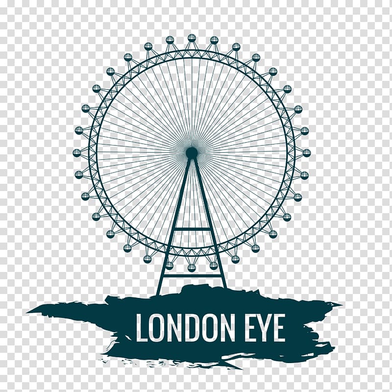 London Eye illustration, London Eye Cartoon, Creative London landmark London Eye material transparent background PNG clipart
