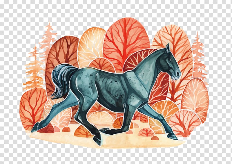Ferghana horse Akhal-Teke Shulin District Illustration, woods running in the horses transparent background PNG clipart