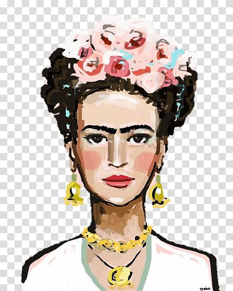 woman wearing gold-colored earrings illustration, Frida Kahlo Museum Painting Artist, painting transparent background PNG clipart