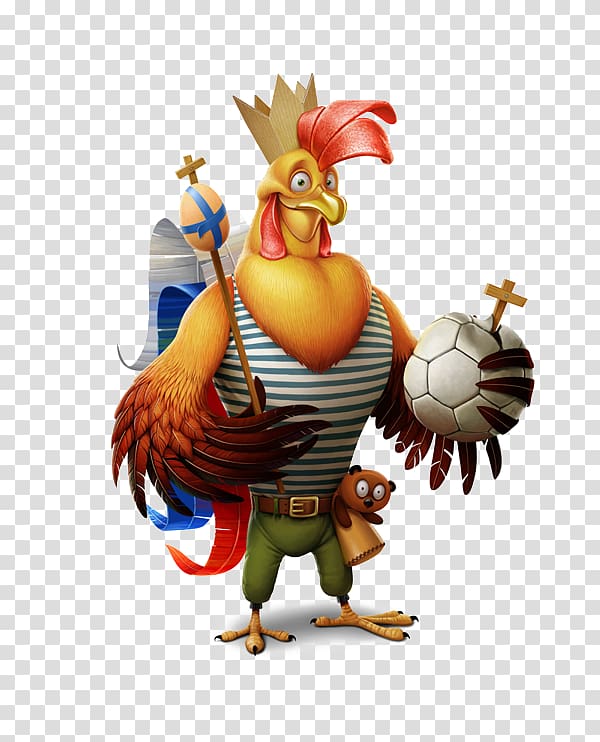 Chicken Illustrator Cartoon Illustration, Holding a football rooster transparent background PNG clipart