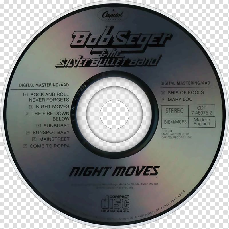 Compact disc Night Moves Greatest Hits Stranger in Town Song, Clubby transparent background PNG clipart