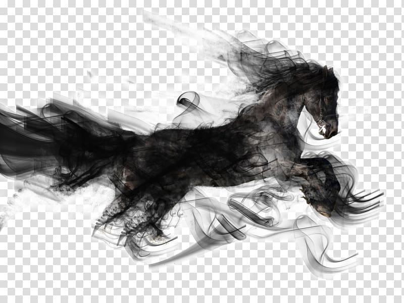 Ink wash painting Poster, Ink black horse material transparent background PNG clipart