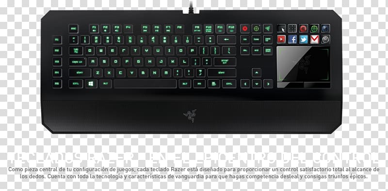 Computer keyboard Razer DeathStalker Ultimate USB Keyboard, Trackpad Gaming keypad Touchscreen, colorful north view transparent background PNG clipart