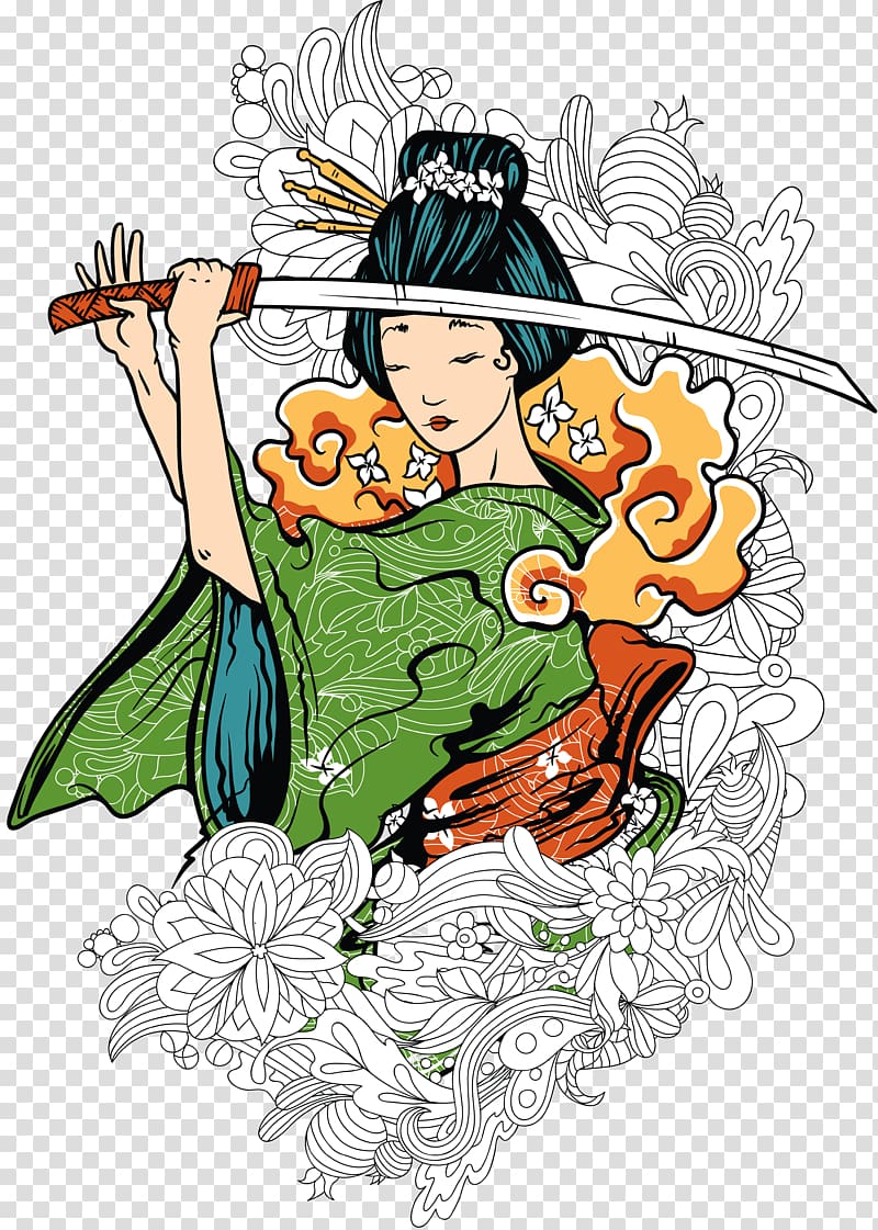 T-shirt Japan Geisha, geisha transparent background PNG clipart