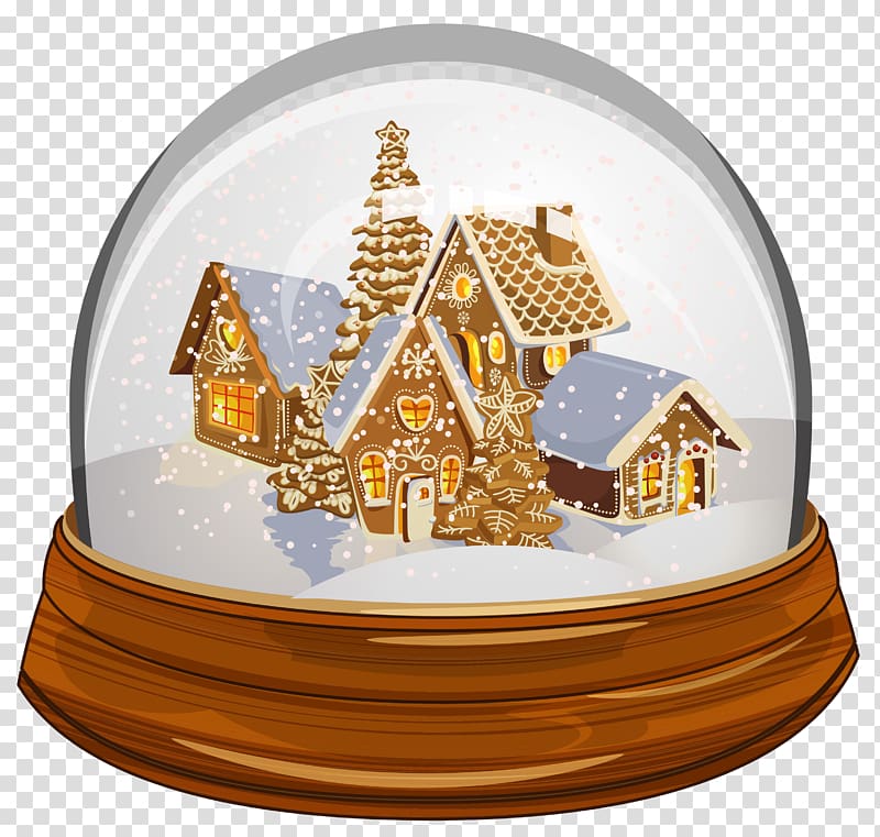 brown-and-yellow houses snow globe illustration, Christmas Snowglobe transparent background PNG clipart