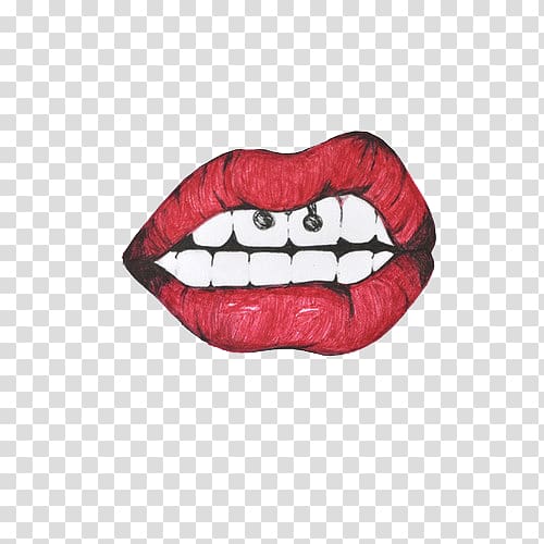 Drawing Lip piercing Body piercing Lip frenulum piercing, lip transparent background PNG clipart