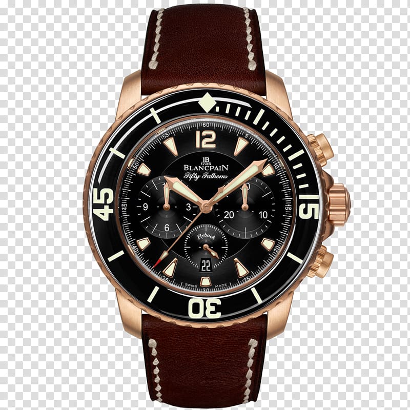 Villeret Blancpain Fifty Fathoms Flyback chronograph, watch transparent background PNG clipart