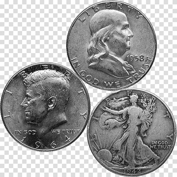 Quarter Junk silver Half dollar Coin, silver transparent background PNG clipart