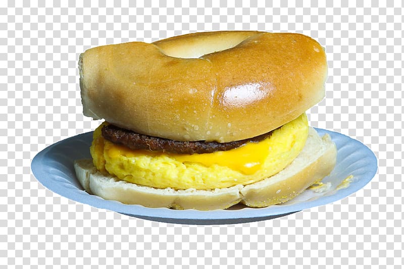 Cheeseburger Bagel Breakfast sandwich McGriddles, bagel transparent background PNG clipart