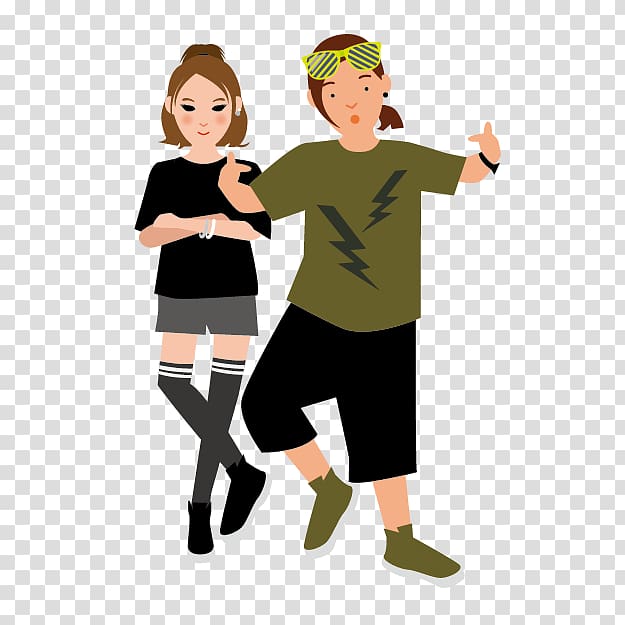 Cartoon Dance Illustration, Cartoon dancing men and women transparent background PNG clipart