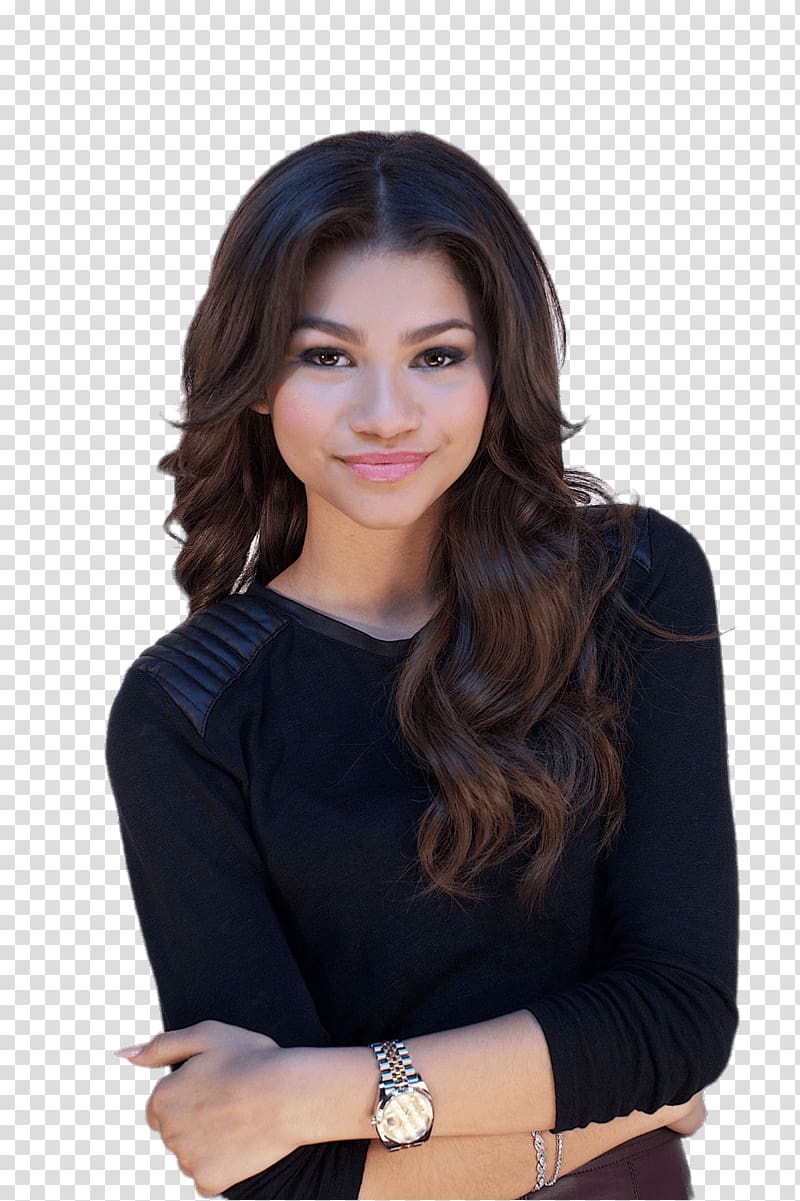 woman in black long-sleeved smiling, Zendaya Coleman transparent background PNG clipart