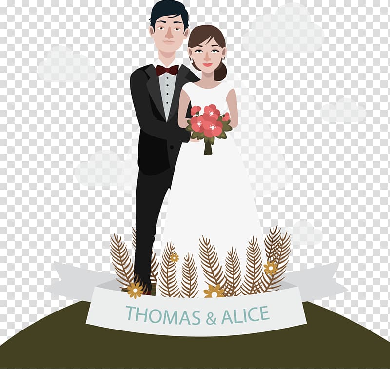Wedding invitation Bridegroom, hand painted groom and bride transparent background PNG clipart