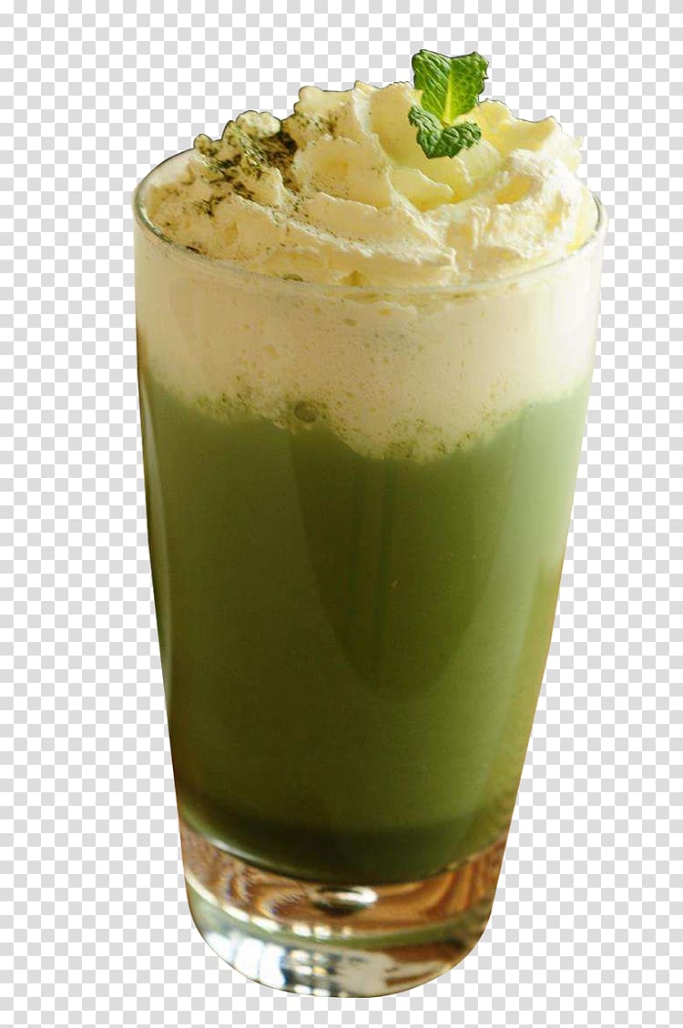 Green tea Matcha Juice Milkshake, Green tea drink transparent background PNG clipart
