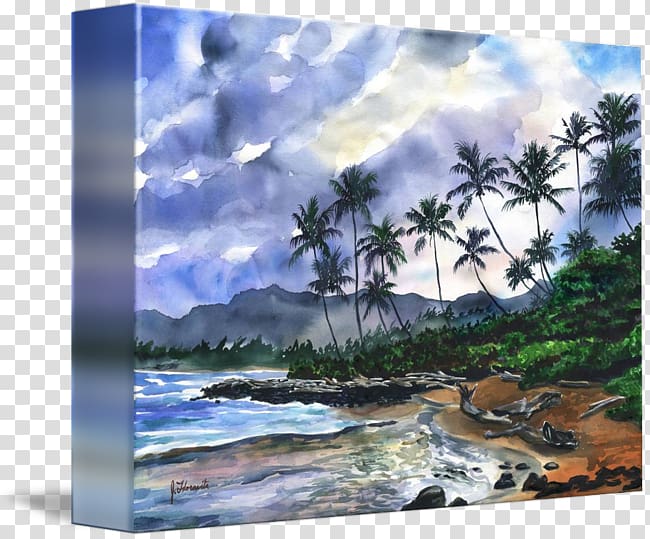 Kauai Watercolor painting Landscape painting Oil painting, painting transparent background PNG clipart