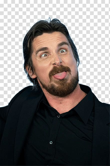 man in black top, Christian Bale Funny Face transparent background PNG clipart