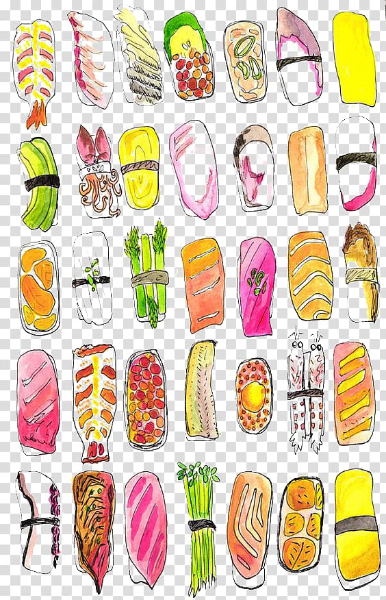 Sushi Japanese Cuisine Drawing Food, Sushi transparent background PNG clipart