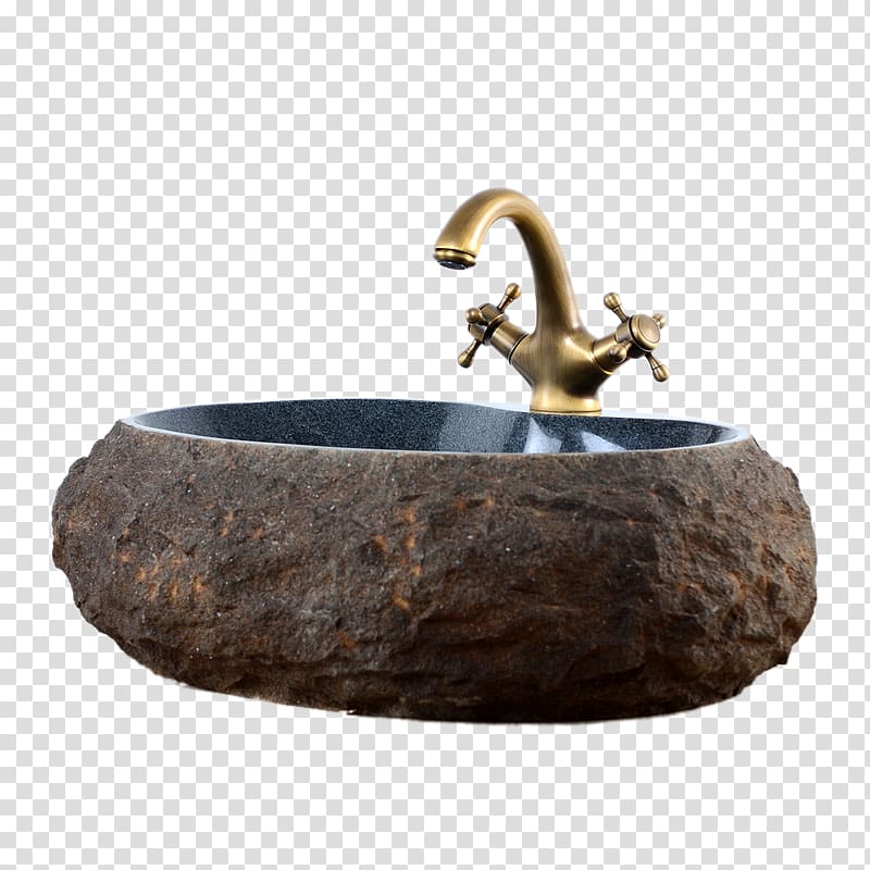 Ceramic Sink Bathroom Rock, Natural stone wash basin transparent background PNG clipart
