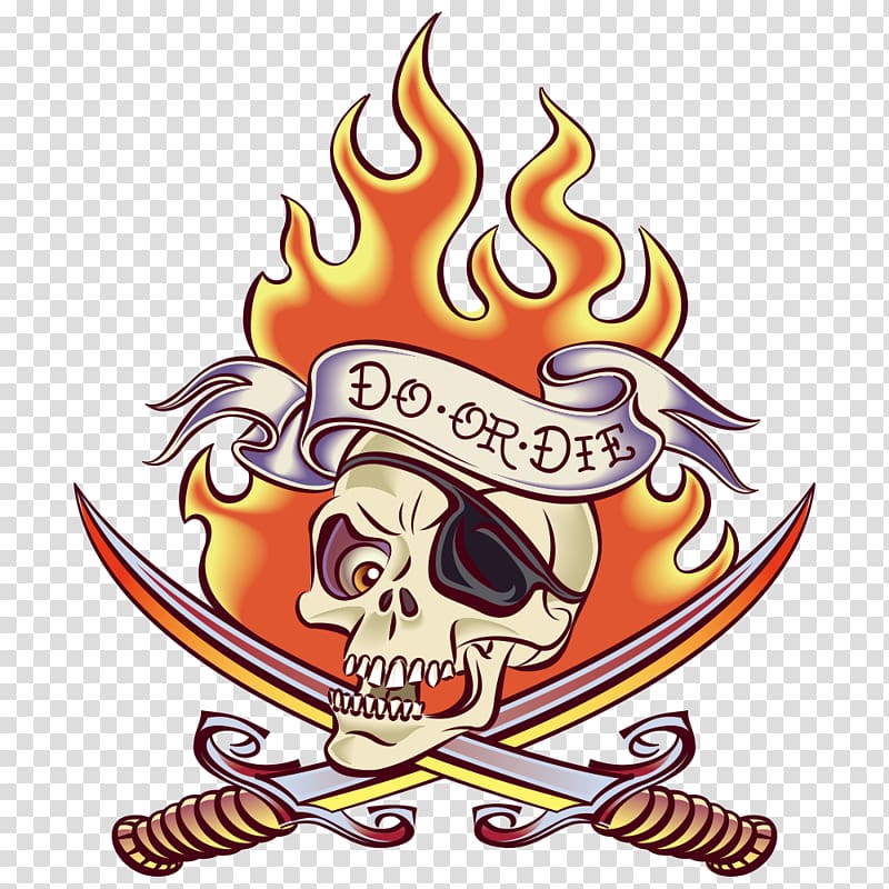 Old school (tattoo) Flame Illustration, Flame Skull transparent background PNG clipart