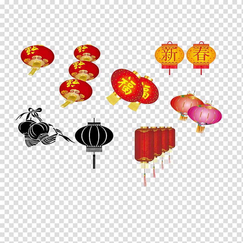 Chinese New Year Lantern Festival Eid al-Fitr Holiday, Chinese New Year festive lanterns material transparent background PNG clipart