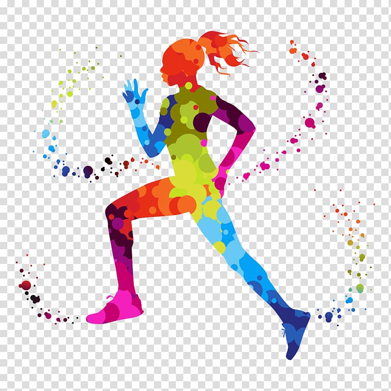 multicolored woman illustration, Running, Running woman transparent background PNG clipart